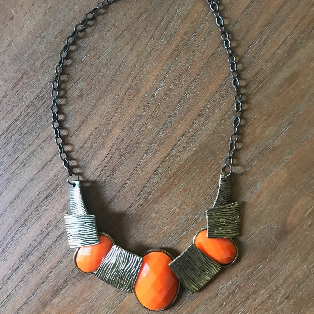 Bronze and Orange Statement Necklace
